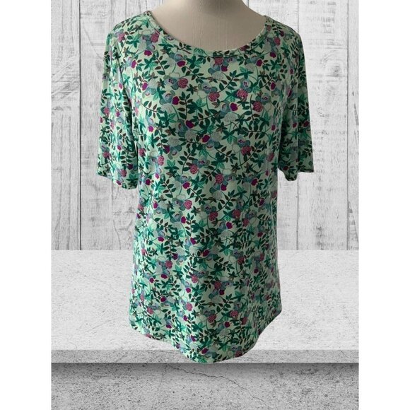 Lularoe GIGI fitted short sleeve spandex pullover green floral top ladies XL - Picture 2 of 10